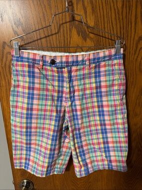 Club Monaco Multicolor Plaid Flat Front Men’s Shorts